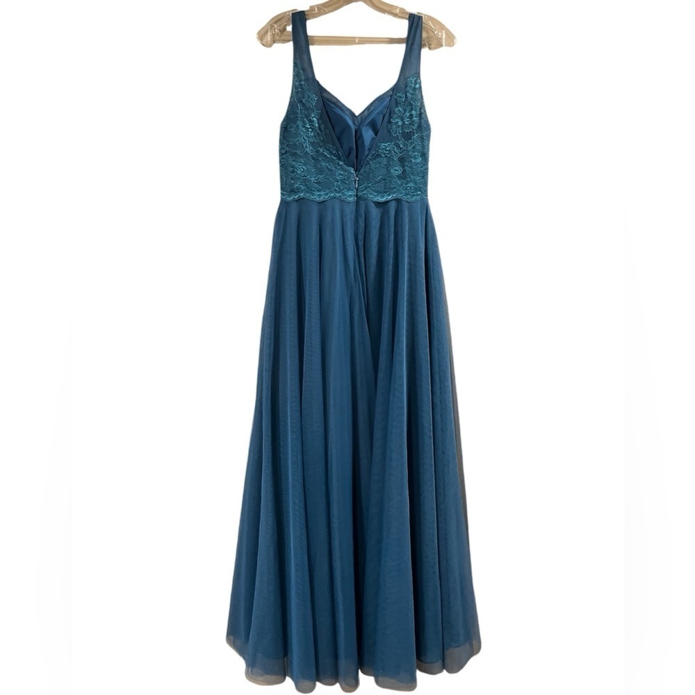 JJ’S House Formal Sleeveless Long Gown Lace and Tulle Teal Blue Size 6 NWT Prom - Picture 3 of 13